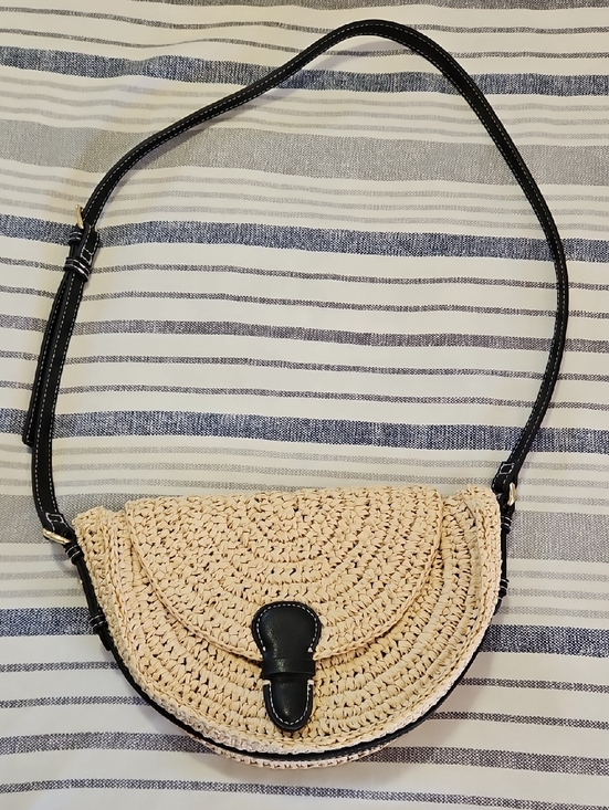 Zara Handbags - Zara Woven Straw Crossbody Bag with Black Trim - Neutral